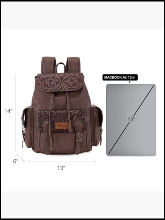 Floral Tooled Western Backpack Purse Travel Bag Adjustable Straps Spacious main image 6